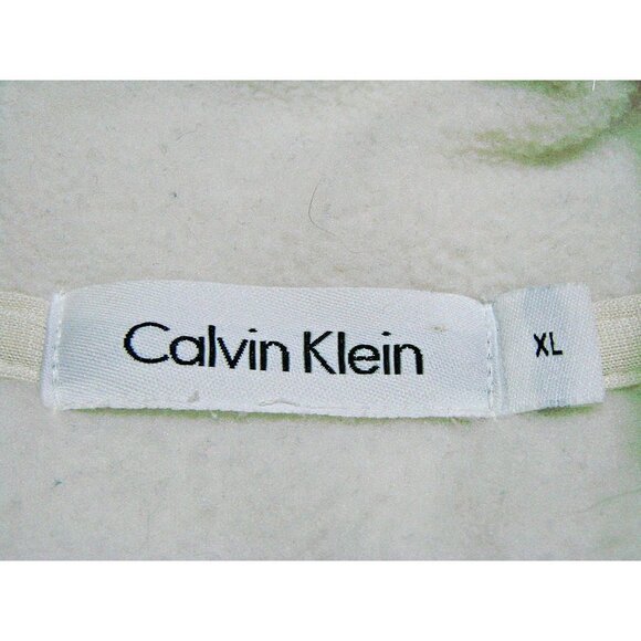 Calvin Klein 1/4 Zip Fleece & Nylon Trim Jacket Coat Pullover Ivory Gray Sz XL - Picture 7 of 11